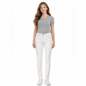 OXXO Slimboy White Jeans Size 16Y DXF 98% Cotton 3 1/2" Zipper